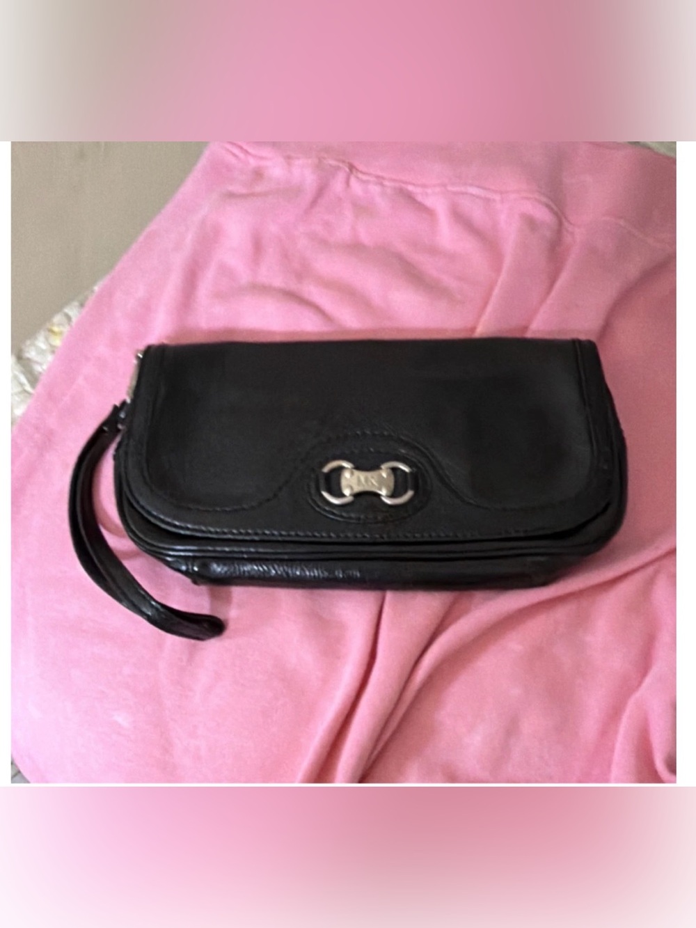 Black Leather Michael Kors Wristlet Clutch - Sleek Everyday Bag